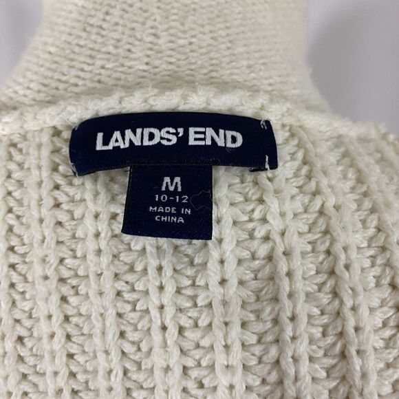 Lands’ End Roll Neck Chunky Knit Cotton Sweater - Picture 8 of 9